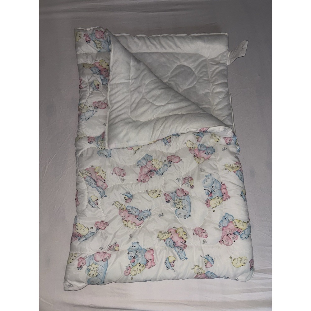 Vintage Toddler Sleeping Bag Comforter 80s Retro Sears, Roebuck & Co Hippos GUC